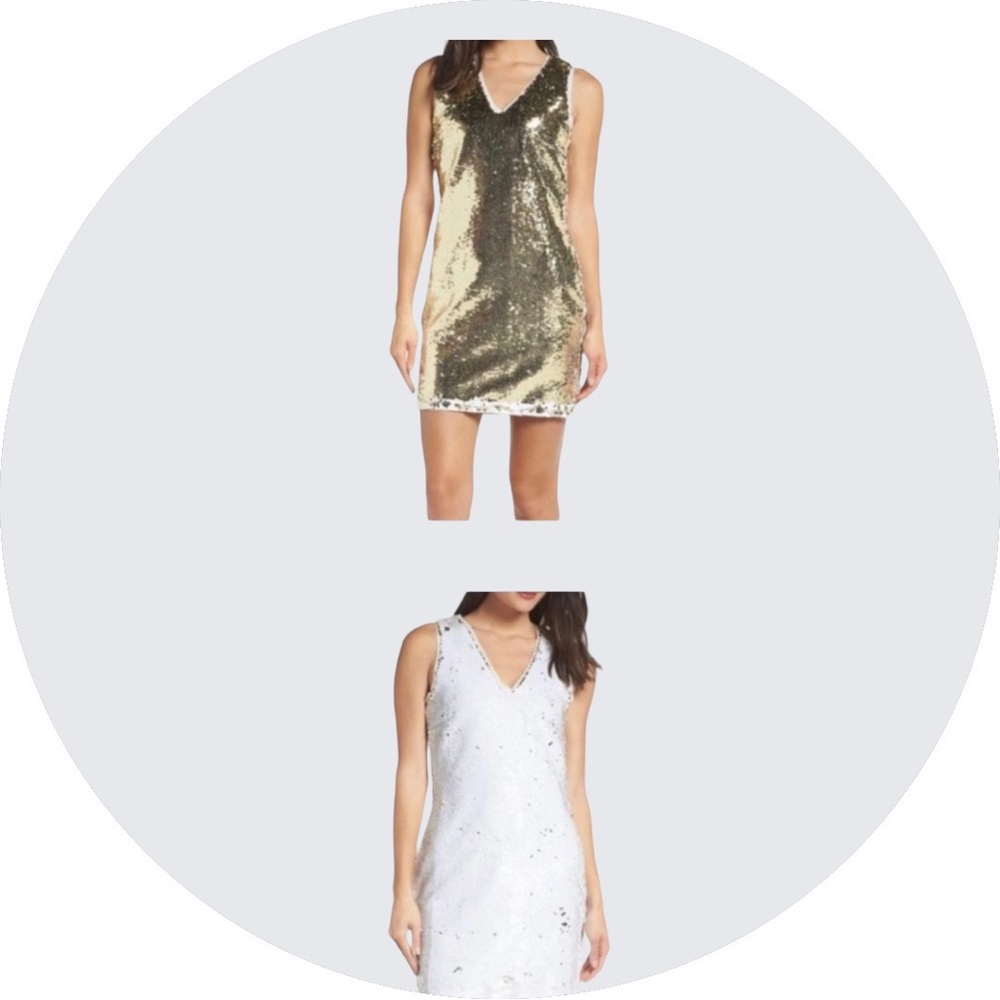 NWT Foxiedox Double-Sided Flip White & Gold Sequin Dress S…